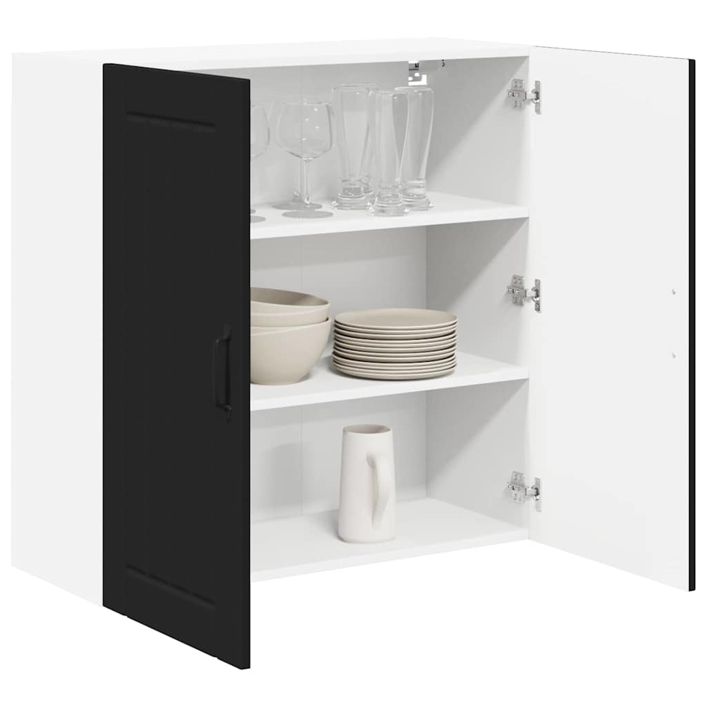 Keukenkast aan de muur Zwart 80 x 31 x 80 cm Bewerkt hout