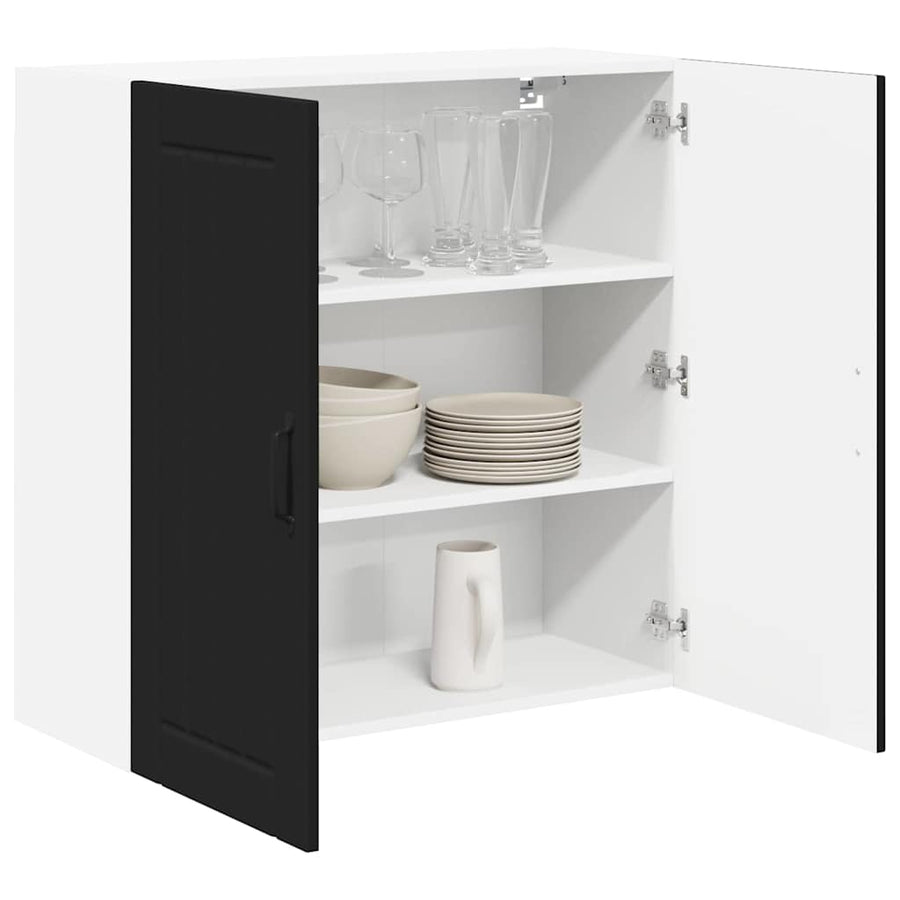 Keukenkast aan de muur Zwart 80 x 31 x 80 cm Bewerkt hout