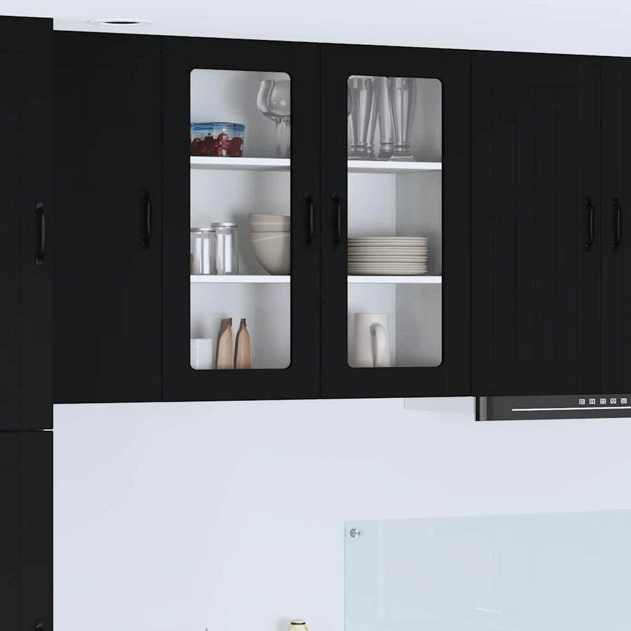 Keukenkast aan de muur Zwart 80 x 31 x 80 cm Bewerkt hout