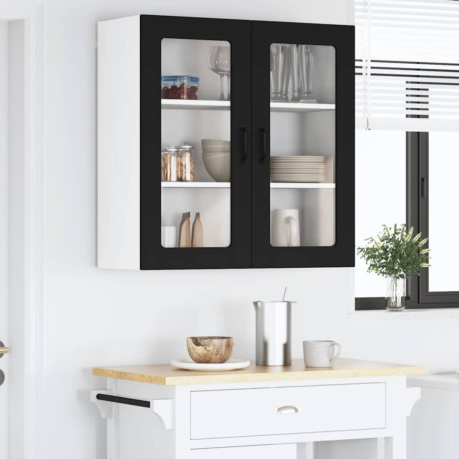 Keukenkast aan de muur Zwart 80 x 31 x 80 cm Bewerkt hout