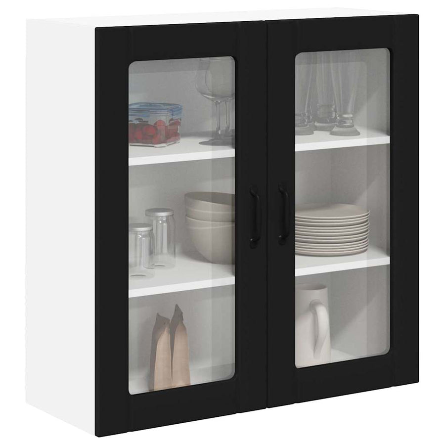 Keukenkast aan de muur Zwart 80 x 31 x 80 cm Bewerkt hout