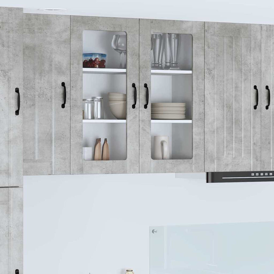 Keukenkast aan de muur Beton Grijs 80 x 31 x 80 cm Bewerkt hout