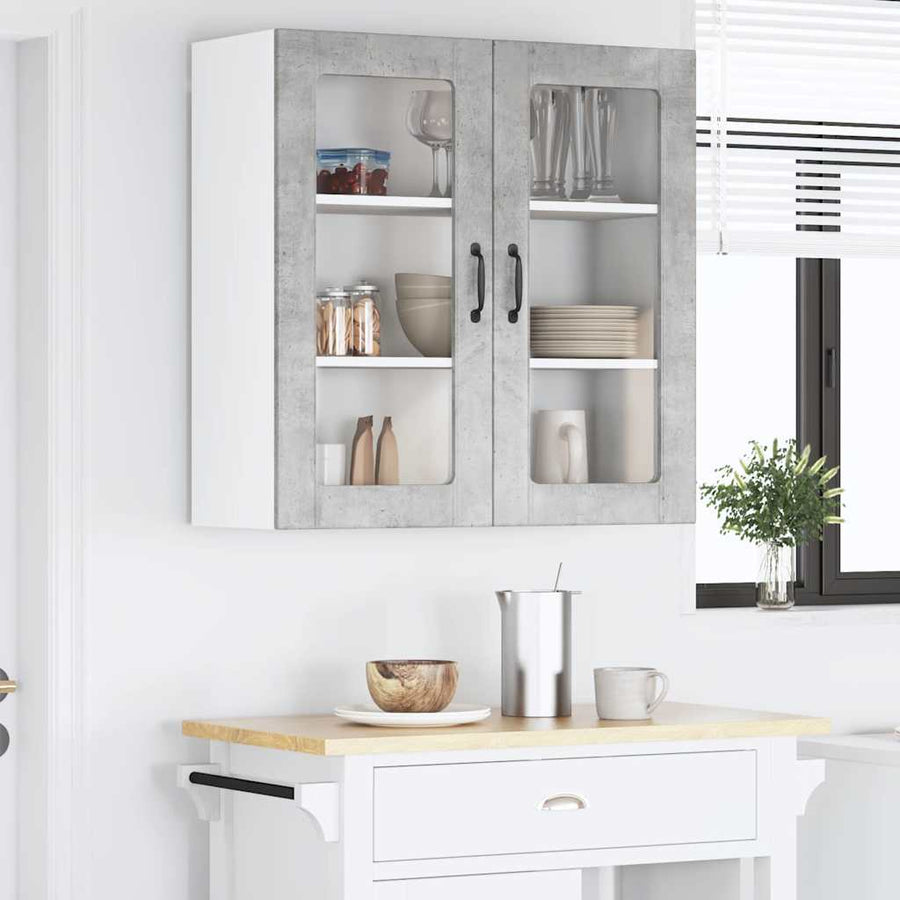 Keukenkast aan de muur Beton Grijs 80 x 31 x 80 cm Bewerkt hout