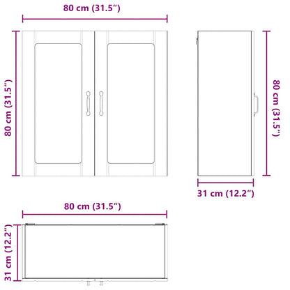 Keukenkast aan de muur met plank Gerookt eiken 80 x 31 x 80 cm