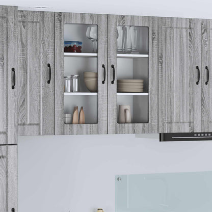Keukenkast Bewerkt Hout Grijs Sonoma 80 x 31 x 80 cm 1x wandglas kast (2 deuren)