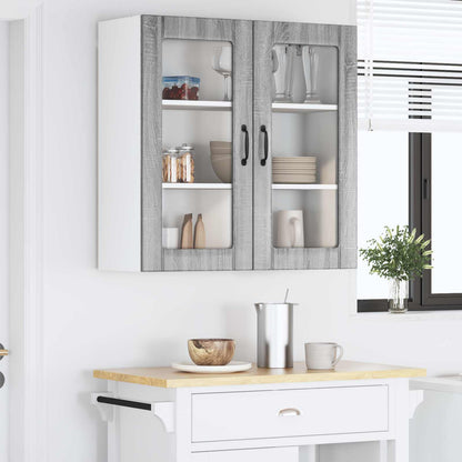Keukenkast Bewerkt Hout Grijs Sonoma 80 x 31 x 80 cm 1x wandglas kast (2 deuren)