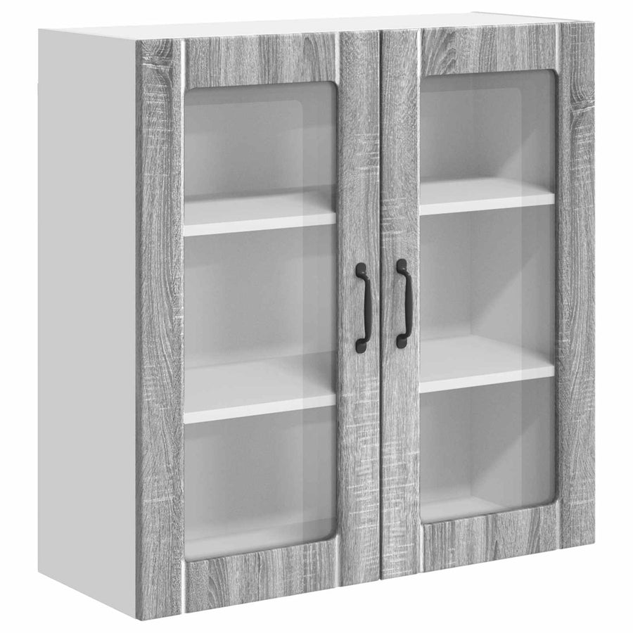 Keukenkast Bewerkt Hout Grijs Sonoma 80 x 31 x 80 cm 1x wandglas kast (2 deuren)