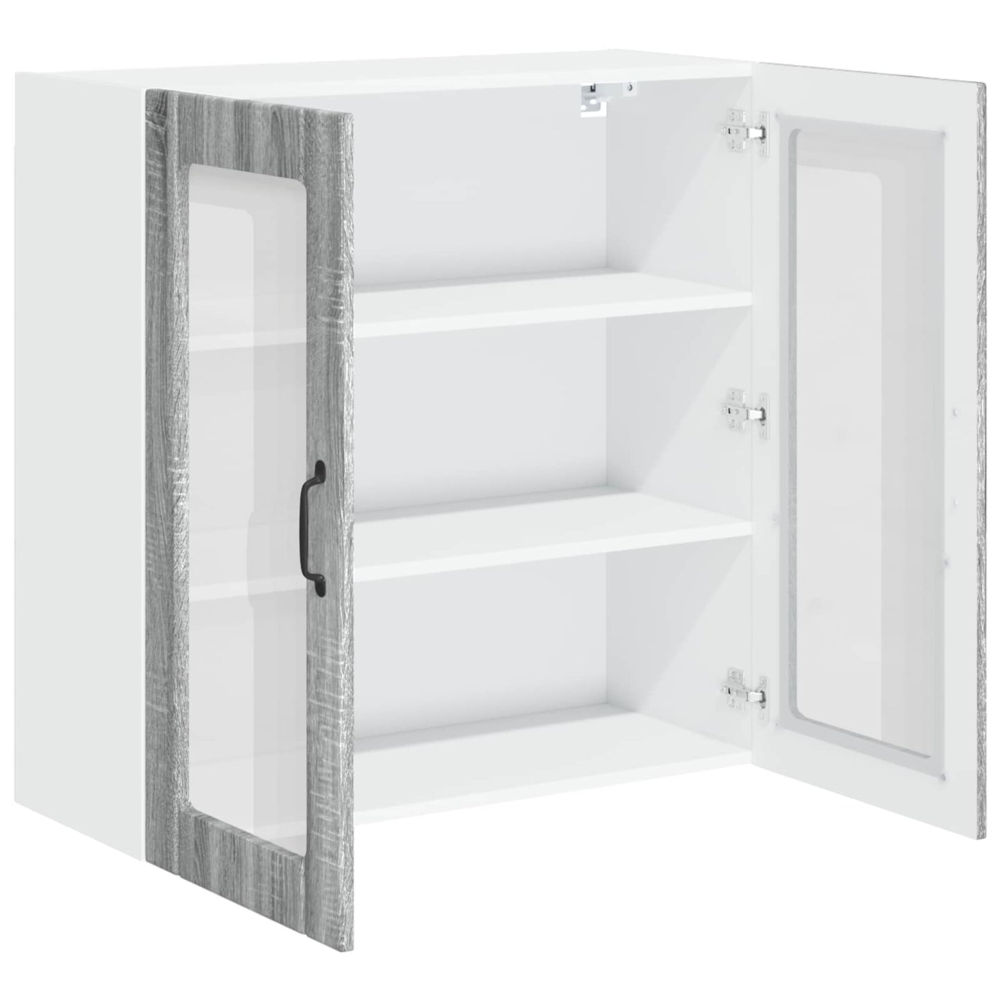 Keukenkast Bewerkt Hout Grijs Sonoma 80 x 31 x 80 cm 1x wandglas kast (2 deuren)