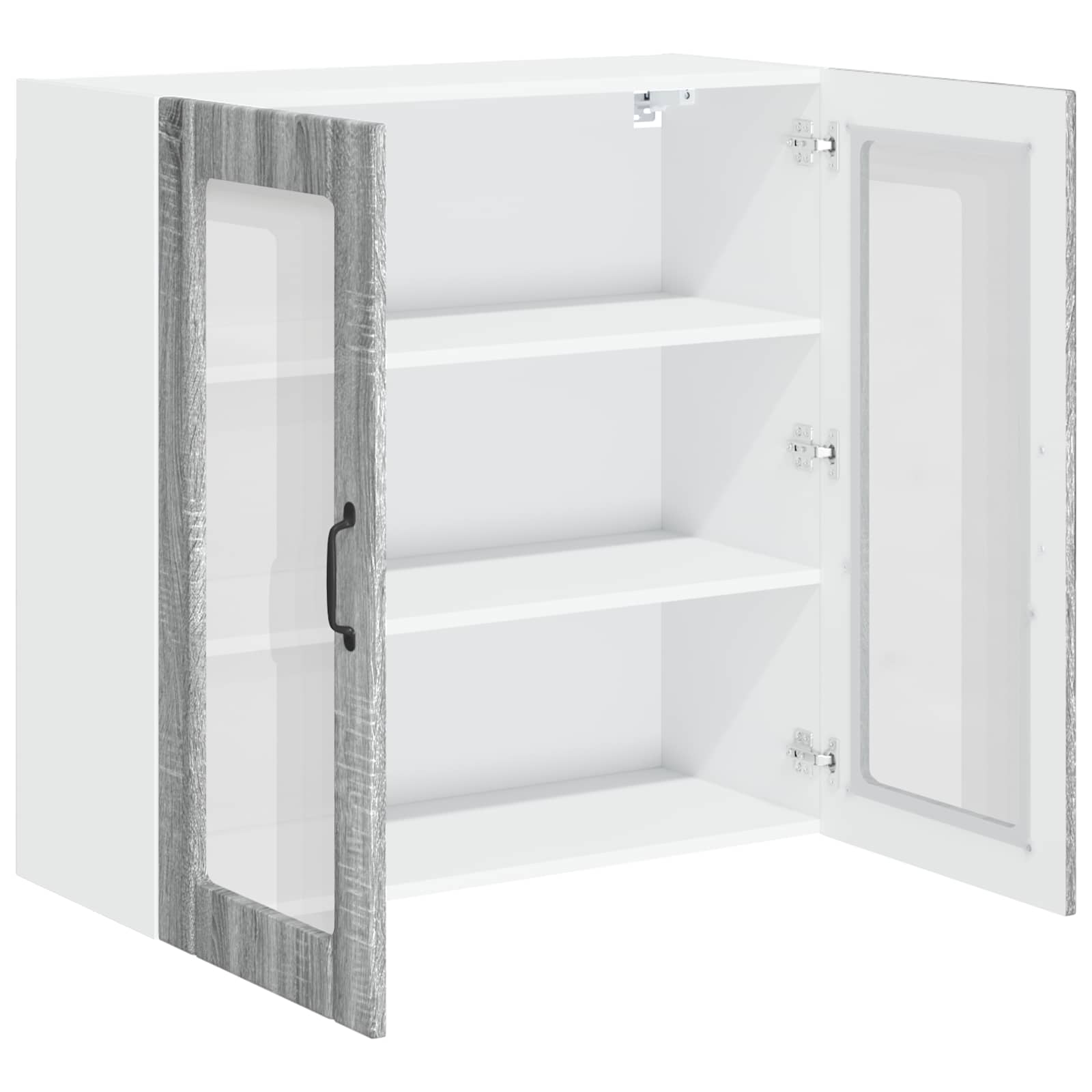 Keukenkast Bewerkt Hout Grijs Sonoma 80 x 31 x 80 cm 1x wandglas kast (2 deuren)