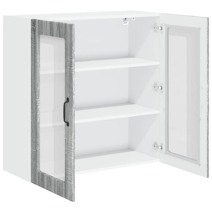 Keukenkast Bewerkt Hout Grijs Sonoma 80 x 31 x 80 cm 1x wandglas kast (2 deuren)