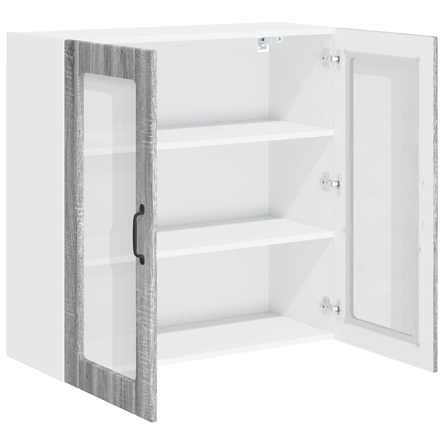 Keukenkast Bewerkt Hout Grijs Sonoma 80 x 31 x 80 cm 1x wandglas kast (2 deuren)