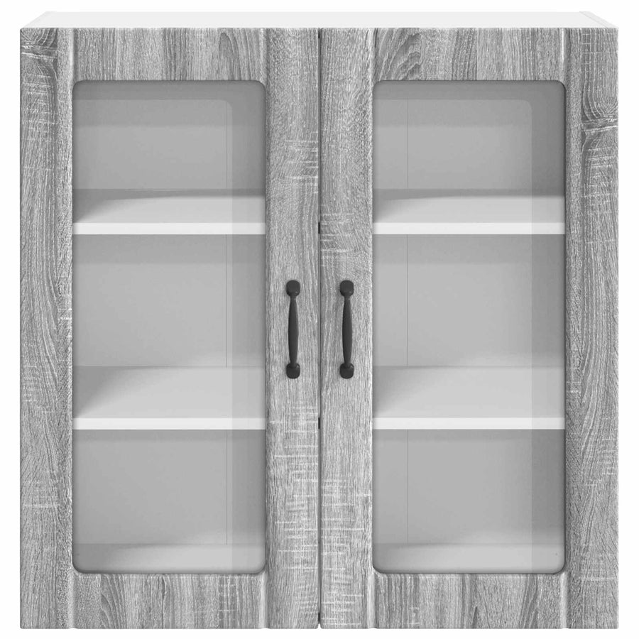 Keukenkast Bewerkt Hout Grijs Sonoma 80 x 31 x 80 cm 1x wandglas kast (2 deuren)