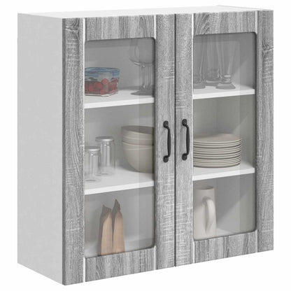 Keukenkast Bewerkt Hout Grijs Sonoma 80 x 31 x 80 cm 1x wandglas kast (2 deuren)