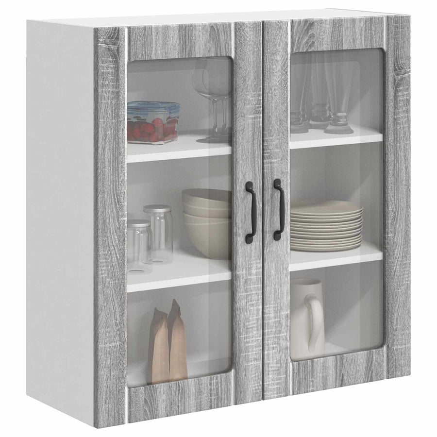 Keukenkast Bewerkt Hout Grijs Sonoma 80 x 31 x 80 cm 1x wandglas kast (2 deuren)