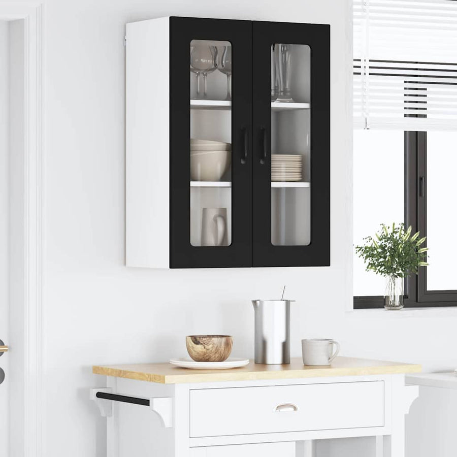 Keukenkast aan de muur Zwart 60 x 31 x 80 cm Bewerkt hout