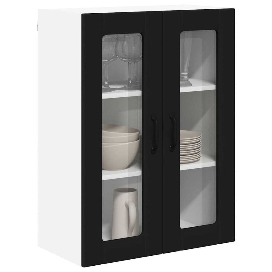 Keukenkast aan de muur Zwart 60 x 31 x 80 cm Bewerkt hout