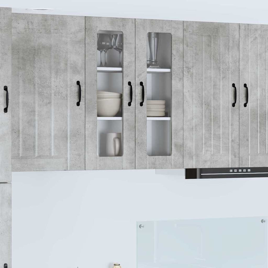 Keukenkast aan de muur Beton Grijs 60 x 31 x 80 cm Bewerkt hout