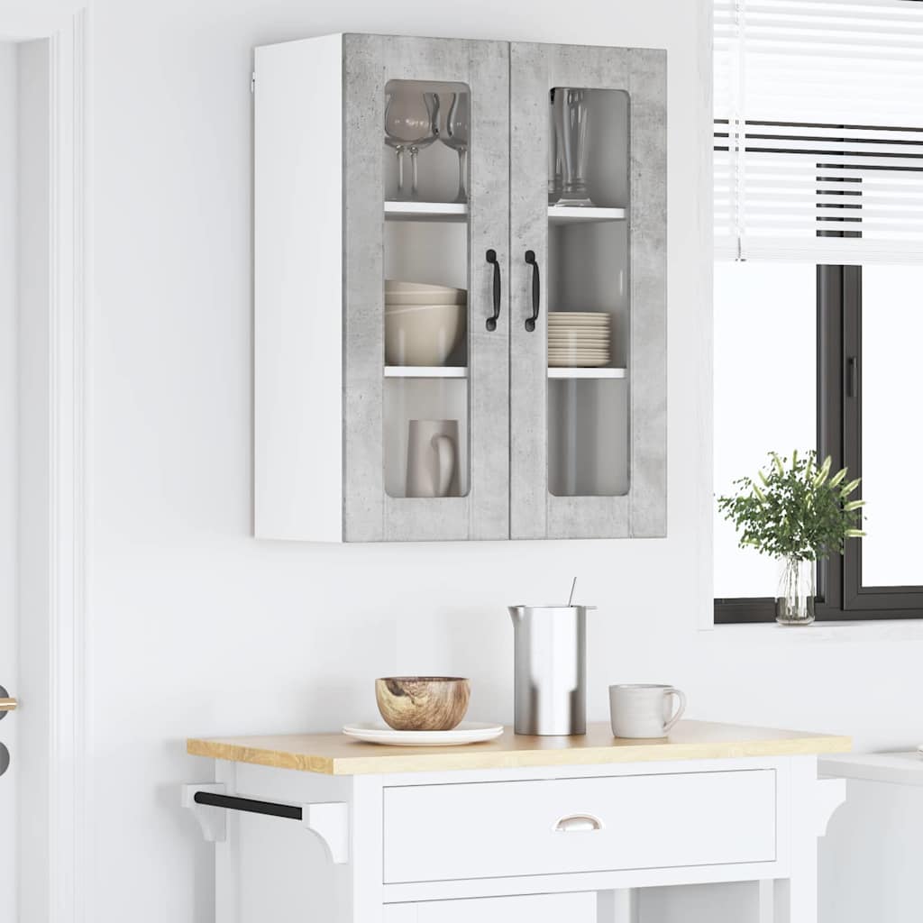 Keukenkast aan de muur Beton Grijs 60 x 31 x 80 cm Bewerkt hout