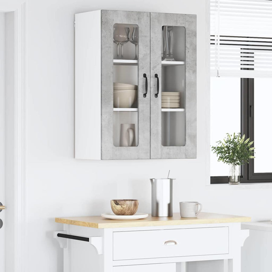 Keukenkast aan de muur Beton Grijs 60 x 31 x 80 cm Bewerkt hout