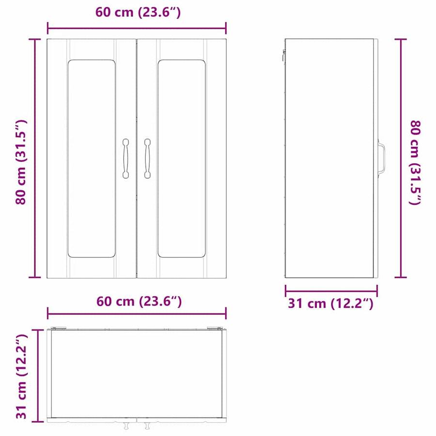 Keukenkast aan de muur met plank Grijs Sonoma 60 x 31 x 80 cm