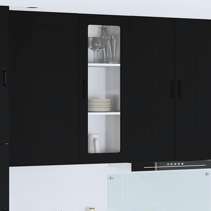 Keukenkast aan de muur Zwart 40 x 31 x 100 cm Bewerkt hout