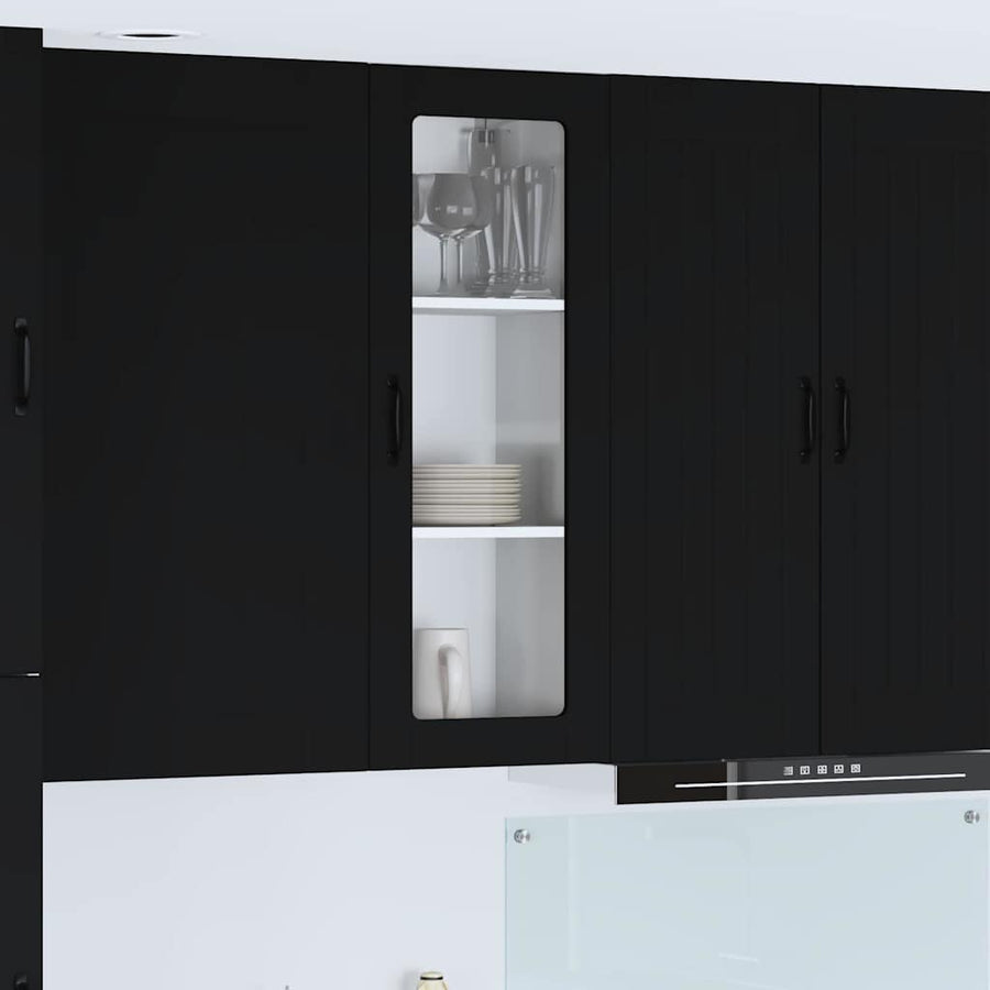 Keukenkast aan de muur Zwart 40 x 31 x 100 cm Bewerkt hout