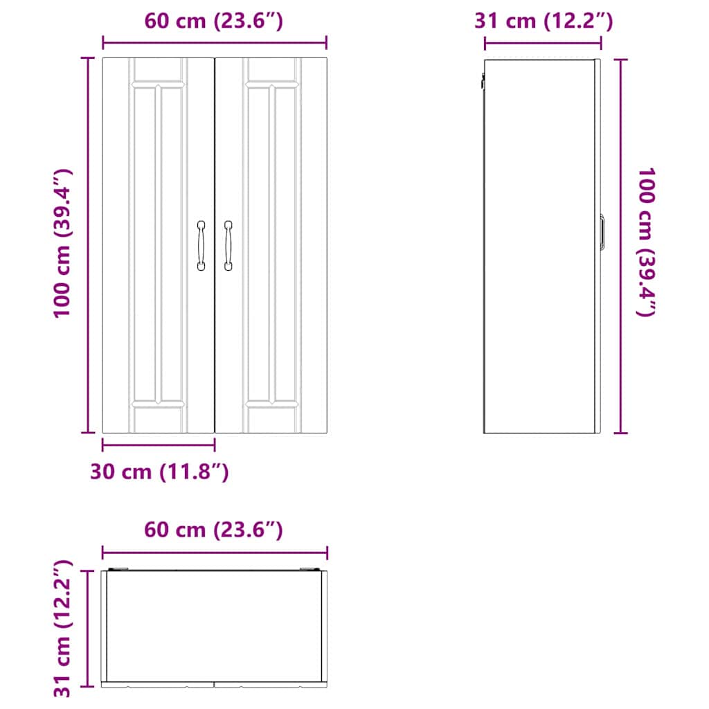 Keukenkast aan de muur met plank Artisan Eiken 60 x 31 x 100 cm