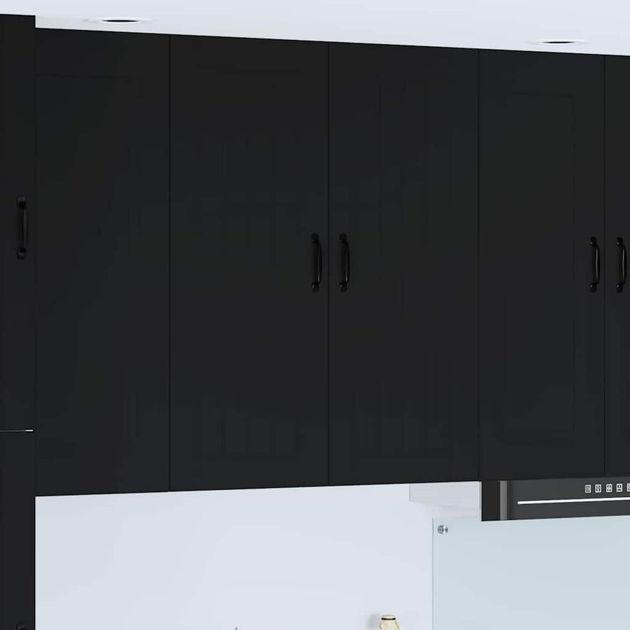 Keukenkast aan de muur Zwart 80 x 31 x 100 cm Bewerkt hout