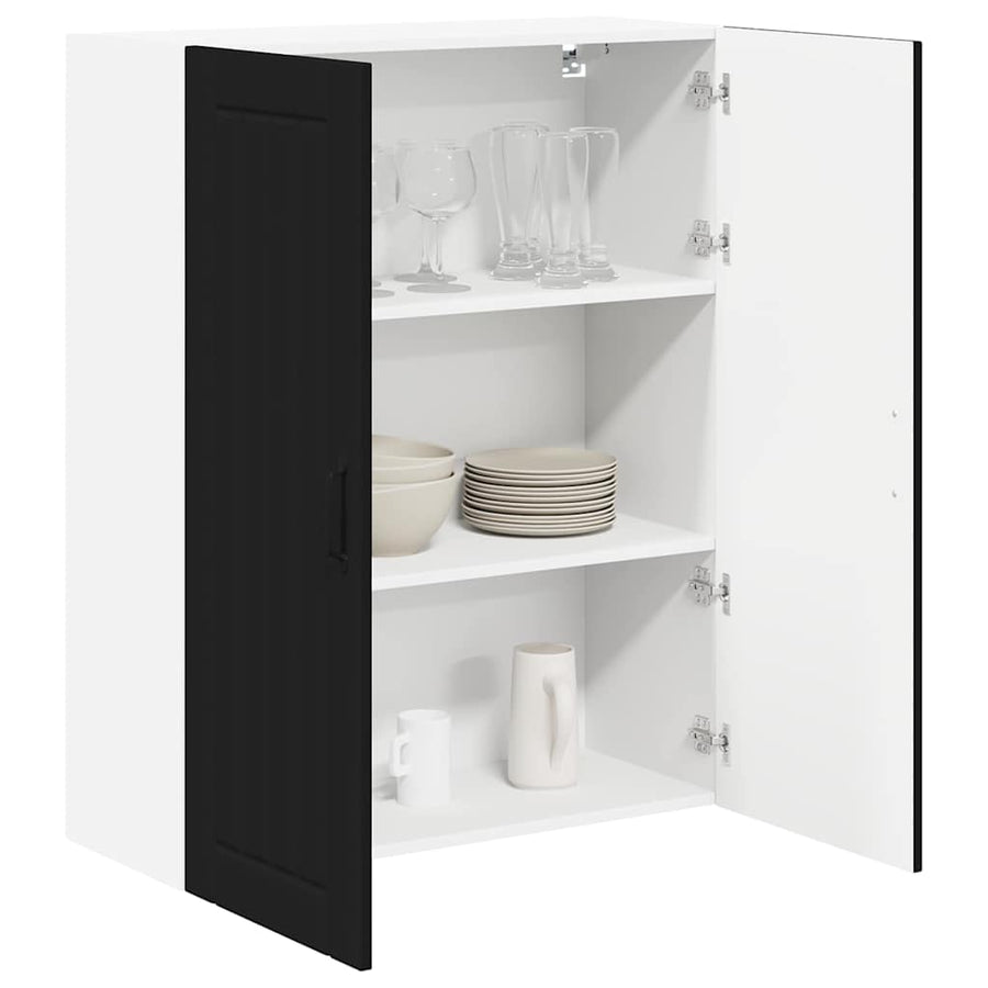 Keukenkast aan de muur Zwart 80 x 31 x 100 cm Bewerkt hout