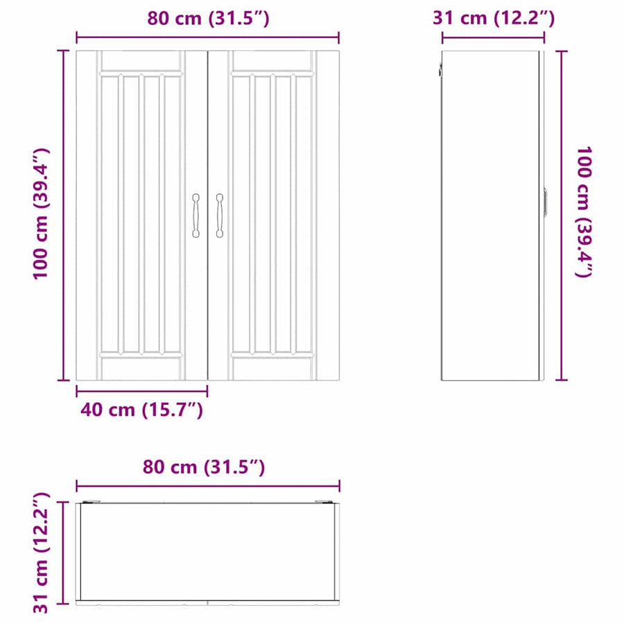 Keukenkast aan de muur met plank Grijs Sonoma 80 x 31 x 100 cm