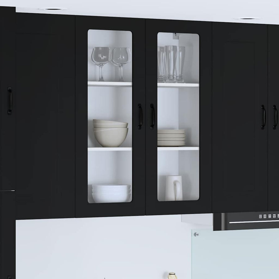 Keukenkast aan de muur Zwart 80 x 31 x 100 cm Bewerkt hout