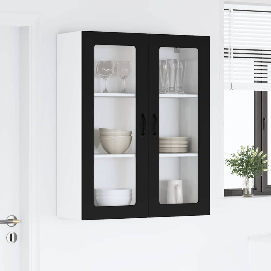 Keukenkast aan de muur Zwart 80 x 31 x 100 cm Bewerkt hout