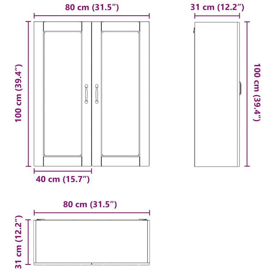 Keukenkast aan de muur met plank Gerookt eiken 80 x 31 x 100 cm
