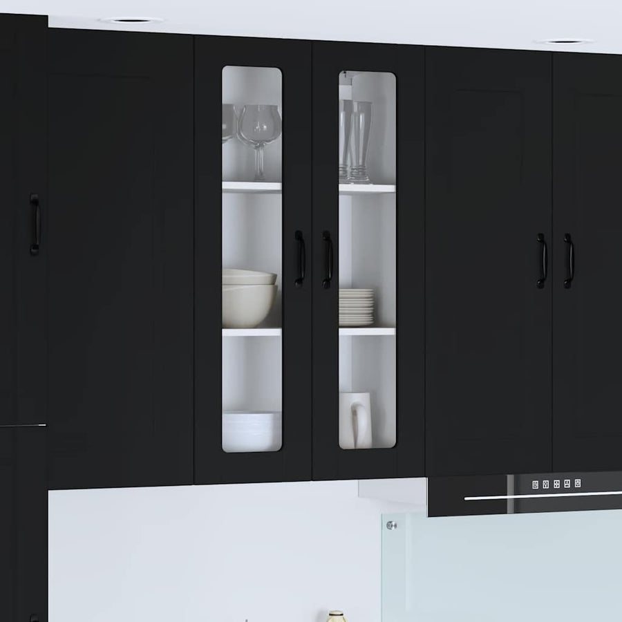 Keukenkast aan de muur Zwart 60 x 31 x 100 cm Bewerkt hout