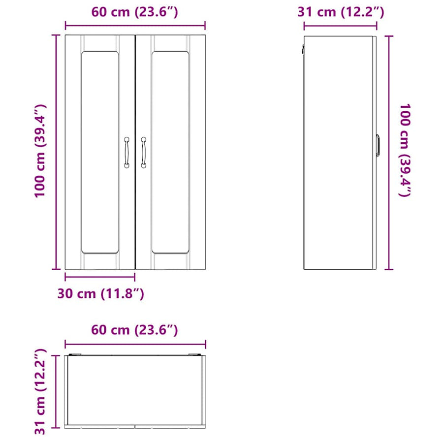 Keukenkast aan de muur met plank Artisan Eiken 60 x 31 x 100 cm