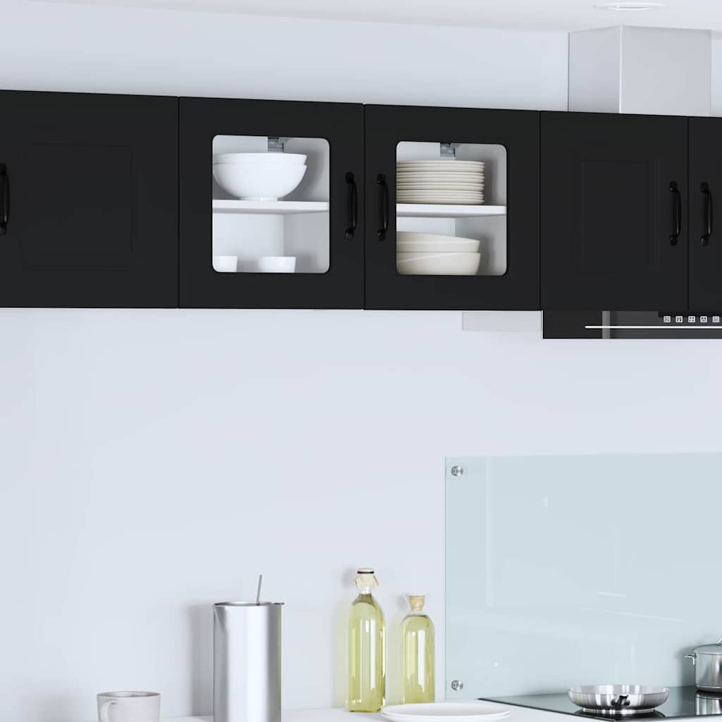 Keukenkast aan de muur 2 pcs Zwart 40 x 31 x 40 cm Bewerkt hout