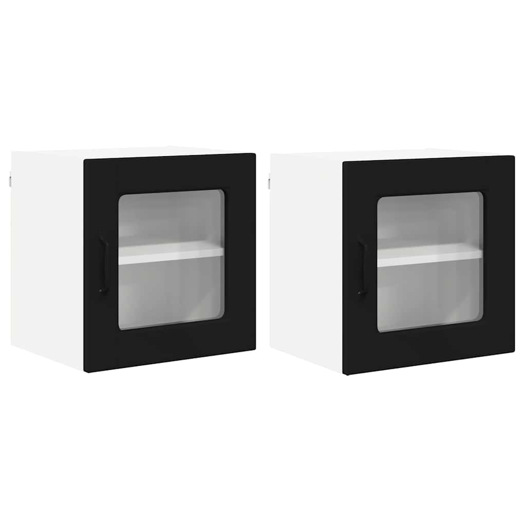 Keukenkast aan de muur 2 pcs Zwart 40 x 31 x 40 cm Bewerkt hout