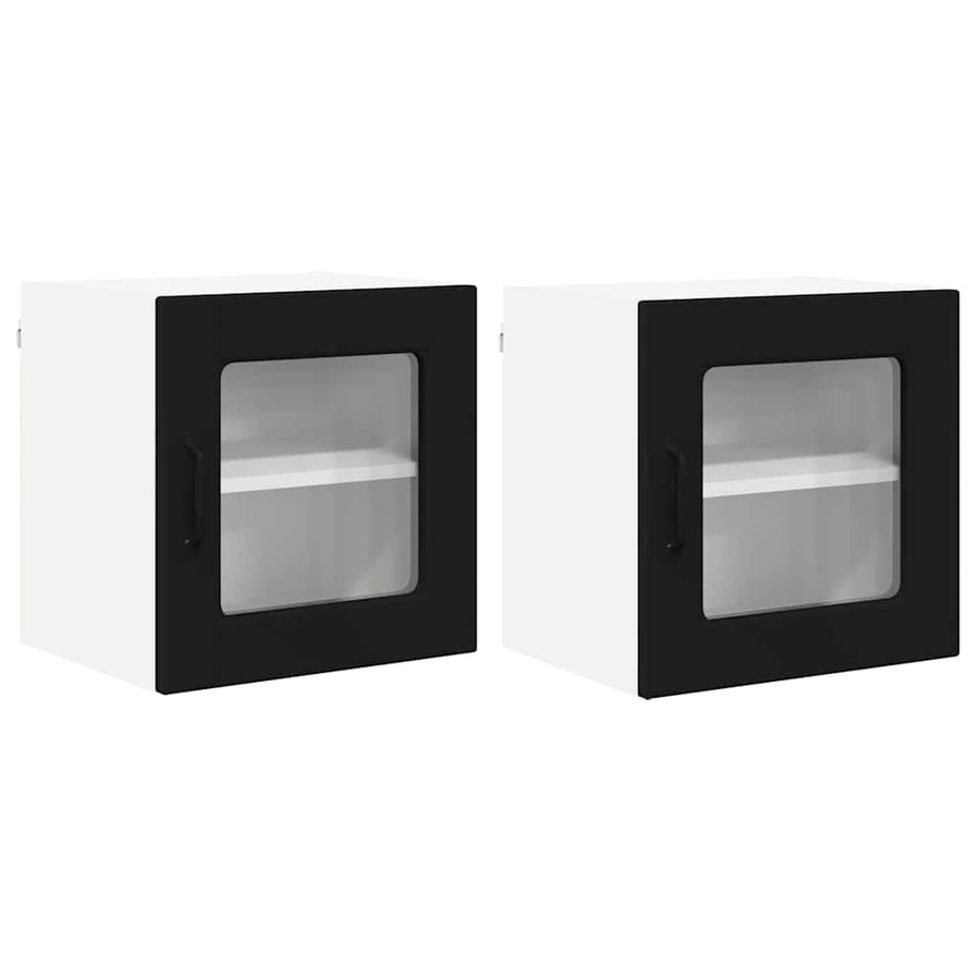 Keukenkast aan de muur 2 pcs Zwart 40 x 31 x 40 cm Bewerkt hout