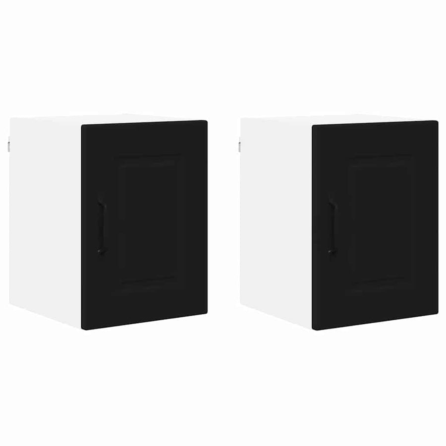 Keukenkast aan de muur 2 pcs Zwart 30 x 31 x 40 cm Bewerkt hout
