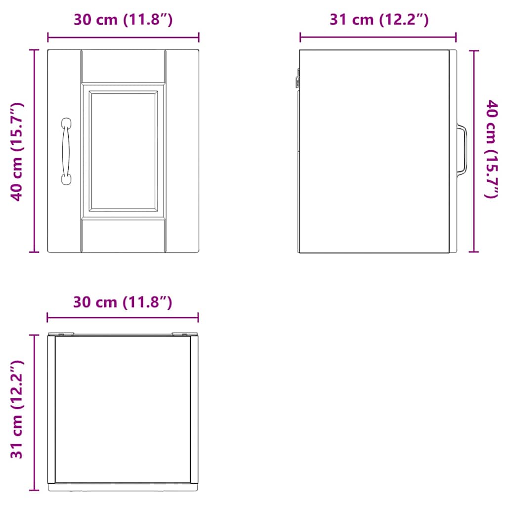 Keukenkast aan de muur 2 pcs Zwart 30 x 31 x 40 cm Bewerkt hout