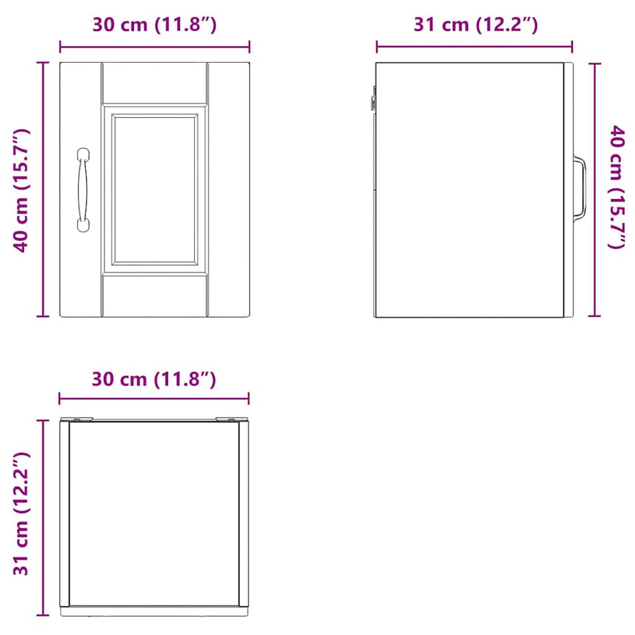 Keukenkast aan de muur 2 pcs Beton Grijs 30 x 31 x 40 cm