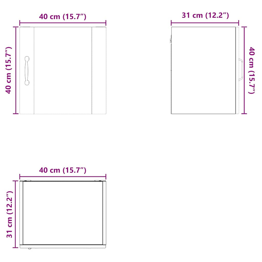 Keukenkast aan de muur 2 pcs Wit 40 x 31 x 40 cm Bewerkt hout