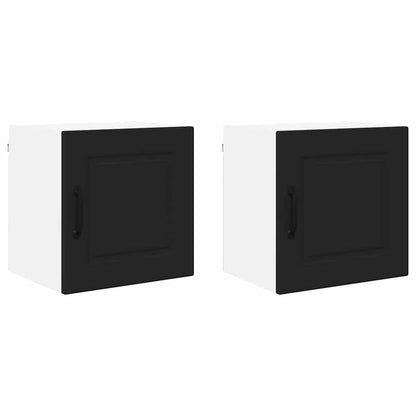 Keukenkast aan de muur 2 pcs Zwart 40 x 31 x 40 cm Bewerkt hout