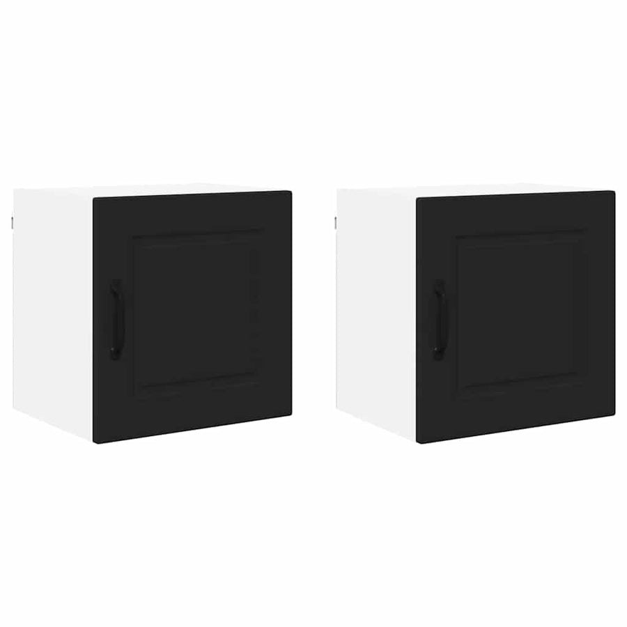 Keukenkast aan de muur 2 pcs Zwart 40 x 31 x 40 cm Bewerkt hout