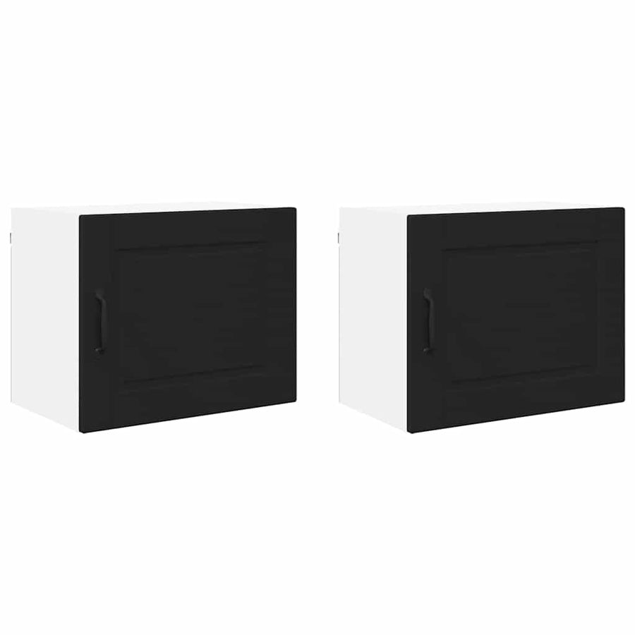 Keukenkast aan de muur 2 pcs Zwart 50 x 31 x 40 cm Bewerkt hout