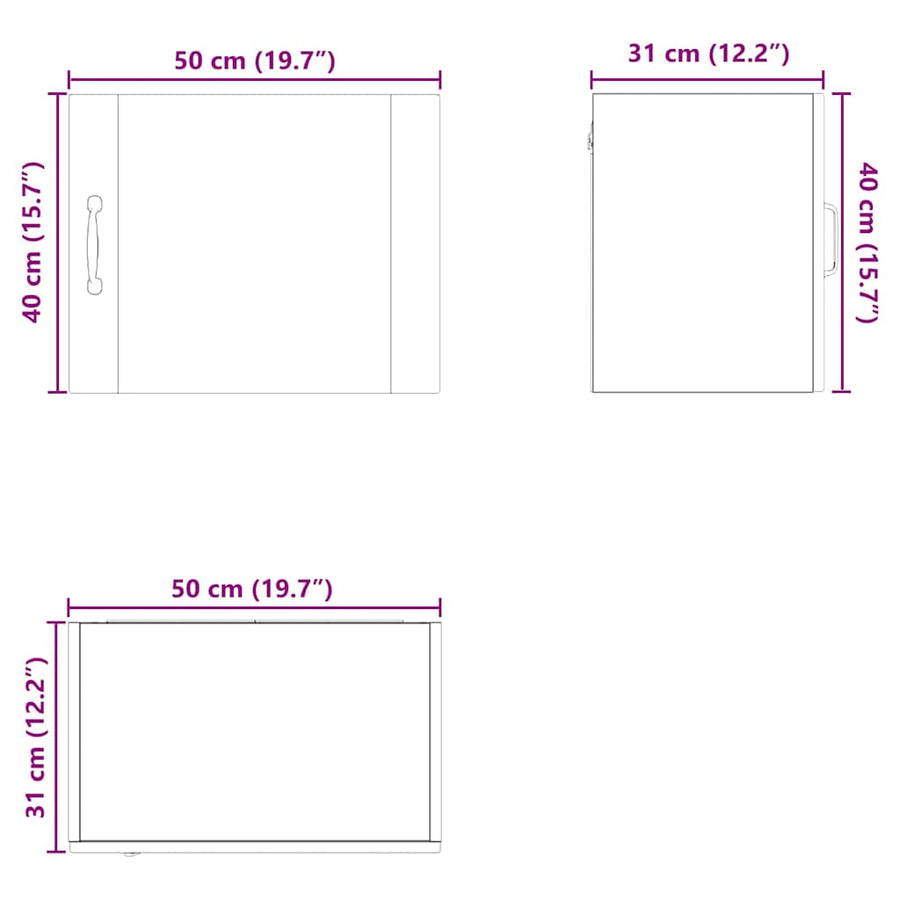 Keukenkast aan de muur 2 pcs Beton Grijs 50 x 31 x 40 cm