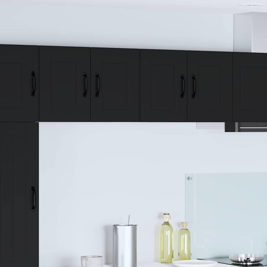 Keukenkast aan de muur 2 pcs Zwart 60 x 31 x 40 cm Bewerkt hout