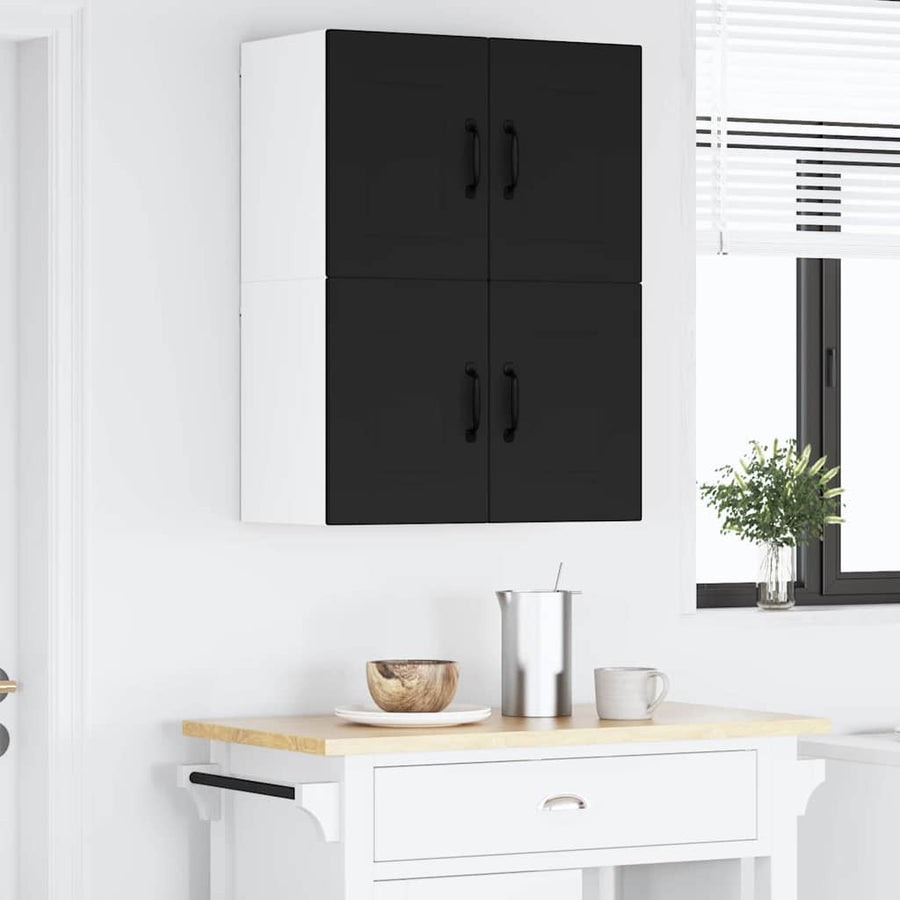 Keukenkast aan de muur 2 pcs Zwart 60 x 31 x 40 cm Bewerkt hout