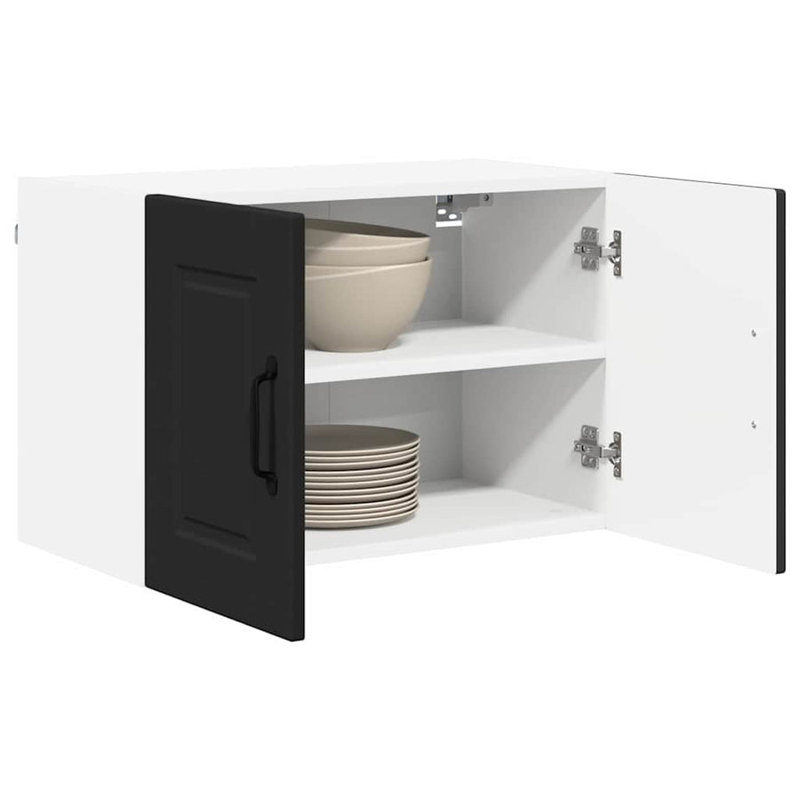 Keukenkast aan de muur 2 pcs Zwart 60 x 31 x 40 cm Bewerkt hout