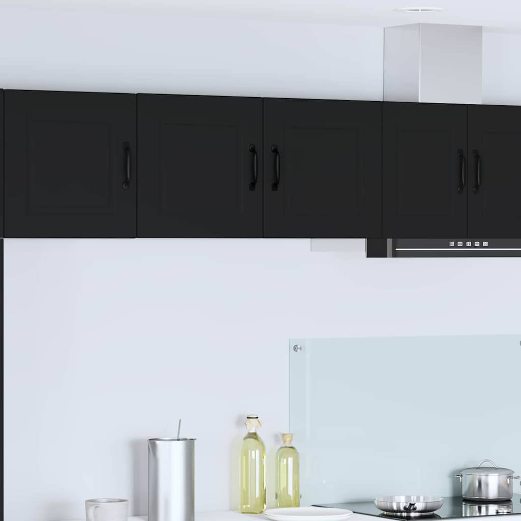 Keukenkast aan de muur Zwart 80 x 31 x 40 cm Bewerkt hout